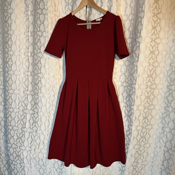 LuLaRoe Amelia Dress in burgendy/wine color size L - Picture 1 of 8